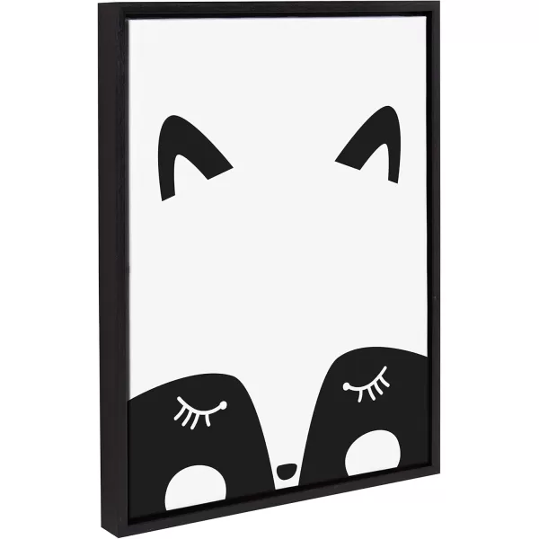 Kate and Laurel Sylvie Modern Baby Fox Framed Canvas Wall Art by Rachel Lee of My Dream Wall 18x24 Black Chic Modern Animal Art for WallBlack