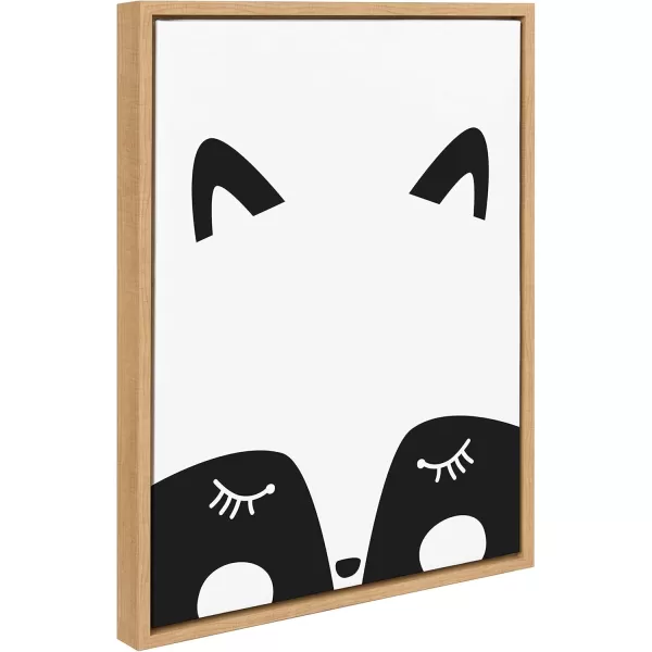 Kate and Laurel Sylvie Modern Baby Fox Framed Canvas Wall Art by Rachel Lee of My Dream Wall 18x24 Black Chic Modern Animal Art for WallNatural