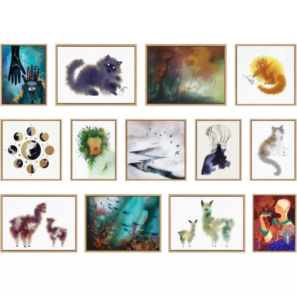 Kate and Laurel Sylvie Snow Day Fox and Birds Framed Canvas Wall Art by Faryn Hughes 22x22 Gray Modern Snowy Landscape Art for Wall