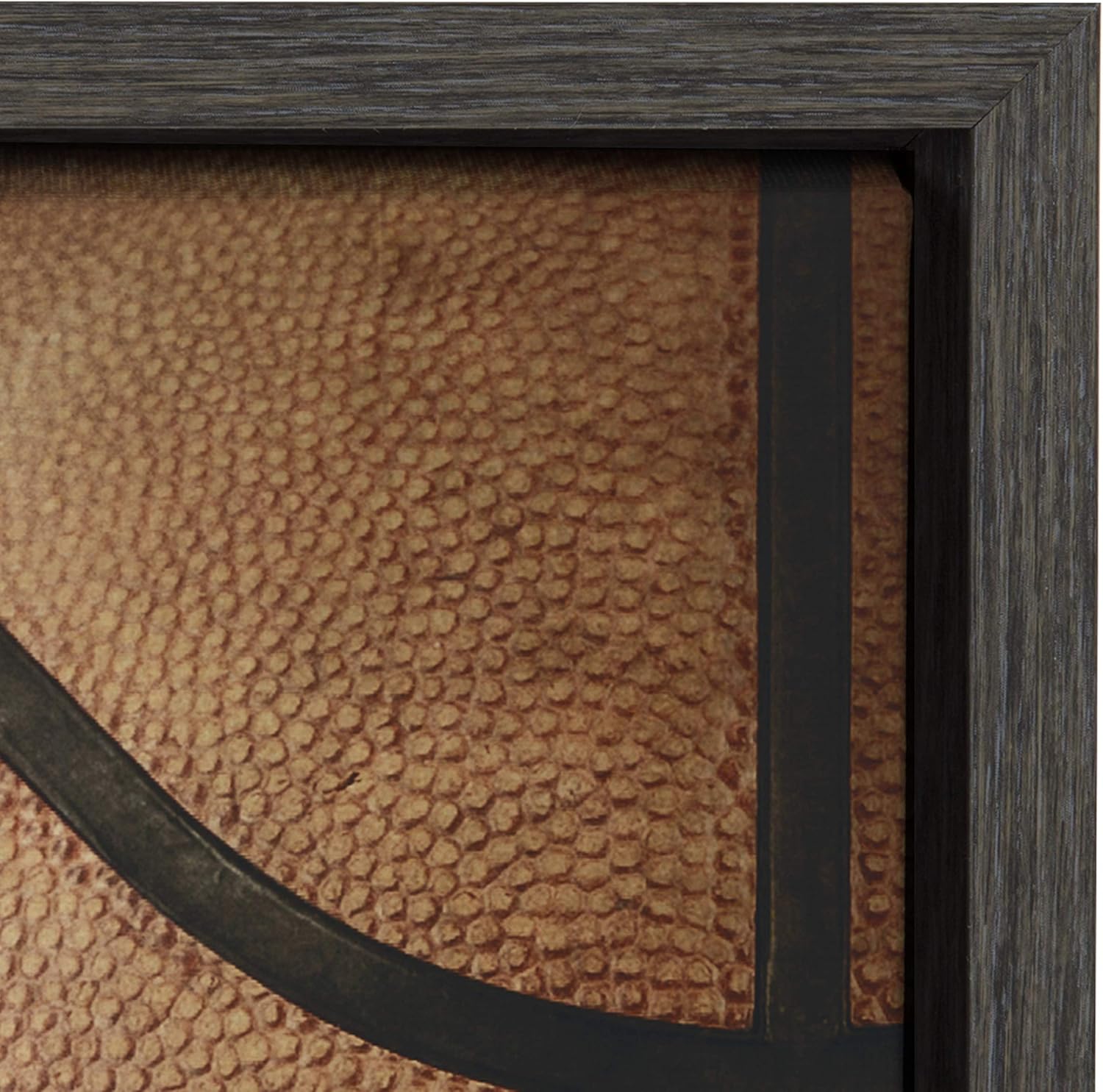 DesignOvation Sylvie Vintage Half Basketball Framed Canvas Wall Art by Shawn St Peter 18x24 Gray Sports Themed Home Decor