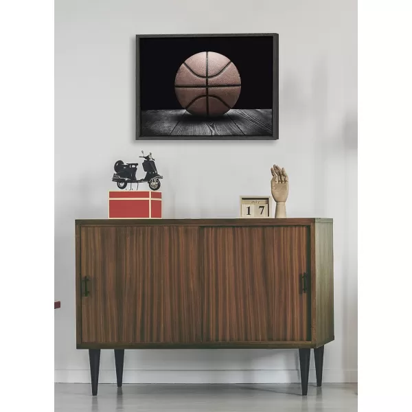 DesignOvation Kate and Laurel Sylvie Vintage Basketball Framed Canvas Wall Art by Shawn St Peter 18x24 Gray Traditional SportsThemed Home Decor