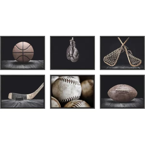 DesignOvation Kate and Laurel Sylvie Vintage Basketball Framed Canvas Wall Art by Shawn St Peter 18x24 Gray Traditional SportsThemed Home Decor