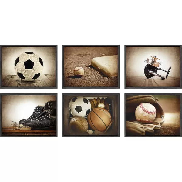 DesignOvation Sylvie Baseball and Home Plate Framed Canvas Wall Art by Shawn St Peter 18x24 Gray BaseballThemed Home Decor