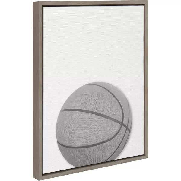 DesignOvation Sylvie Basketball Portrait Framed Canvas Wall Art 18x24 Gray Sporty Wall Decor for Home