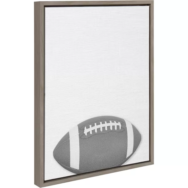 DesignOvation Sylvie Football Portrait Framed Canvas Wall Art 18x24 Gray Sporty Wall Decor for Home