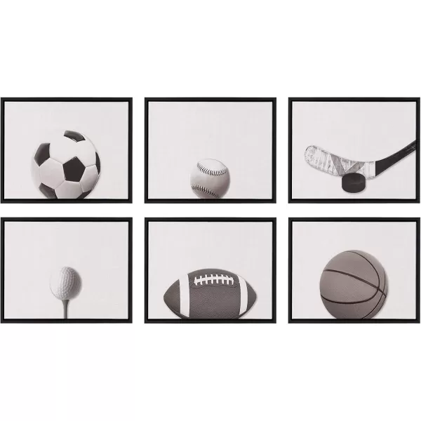 DesignOvation Sylvie Horizontal Golf Ball Portrait Framed Canvas Wall Art 18x24 Black Sporty Wall Decor for Home