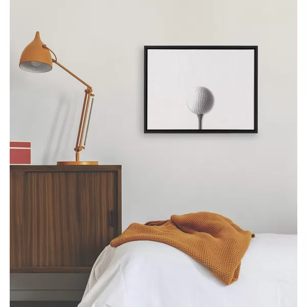 DesignOvation Sylvie Horizontal Golf Ball Portrait Framed Canvas Wall Art 18x24 Black Sporty Wall Decor for Home