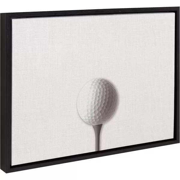 DesignOvation Sylvie Horizontal Golf Ball Portrait Framed Canvas Wall Art 18x24 Black Sporty Wall Decor for Home