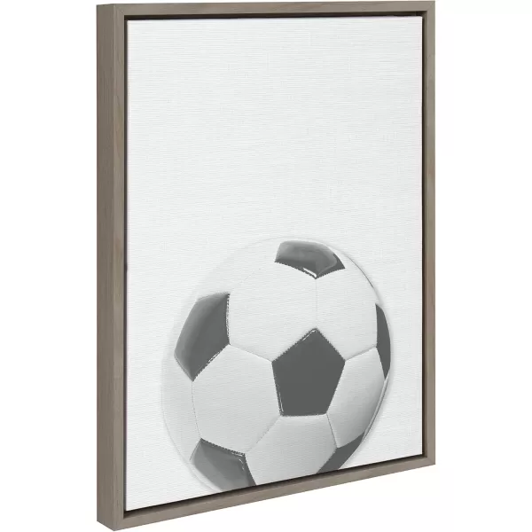 DesignOvation Sylvie Soccer Ball Portrait Framed Canvas Wall Art 18x24 Gray Sporty Wall Decor for Home