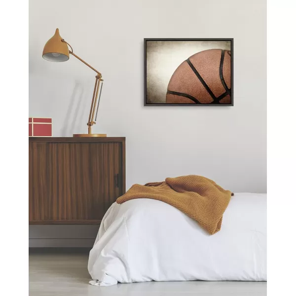 DesignOvation Sylvie Vintage Basketball Quarter Sport Print Framed Canvas Wall Art by Shawn St Peter 18x24 Dark Grey Traditional Classic Wall Decor