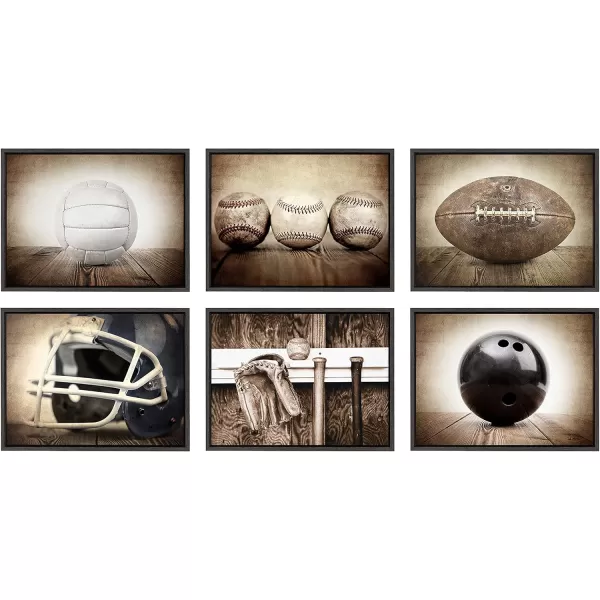 DesignOvation Sylvie Vintage Football Framed Canvas Wall Art by Shawn St Peter 18x24 Gray Traditional SportsThemed Home Decor