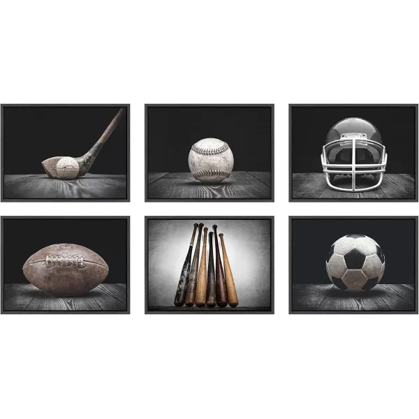 DesignOvation Sylvie Vintage Football Helmet Framed Canvas Wall Art by Shawn St Peter 18x24 Gray SportsThemed Home Decor