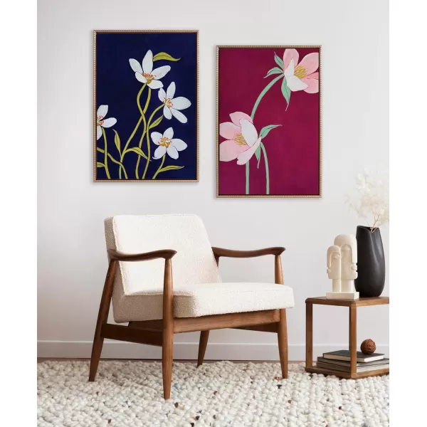 Kate and Laurel Sylvie Beaded Blushing Sisters Vintage Framed Canvas Wall Art by Emma Daisy 23x33 Gold Bright Botanical Art for Wall