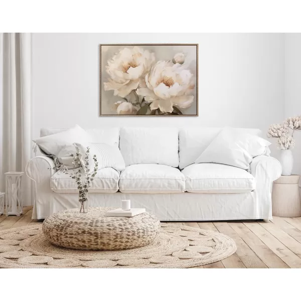 Kate and Laurel Sylvie Beaded Painterly Peonies Vintage Framed Canvas Wall Art by The Creative Bunch Studio 315x415 Gold Soft Flower Art for WallGold