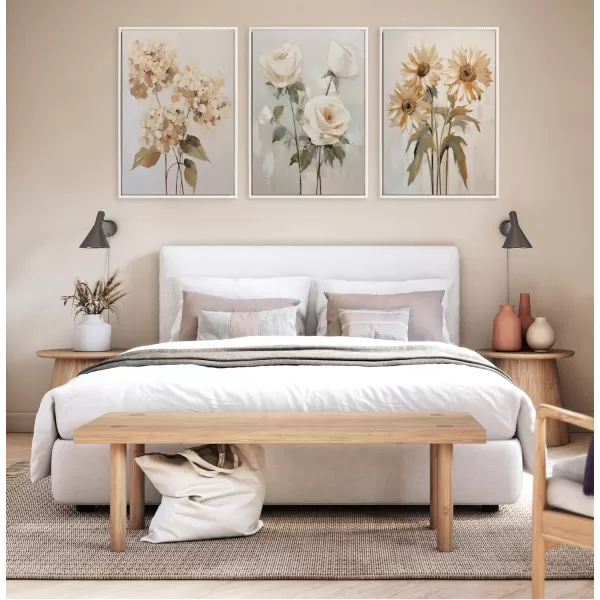 Kate and Laurel Sylvie Beaded Soft Hydrangeas Vintage Framed Canvas Wall Art by The Creative Bunch Studio 23x33 White Delicate Flower Art for Wall23x33