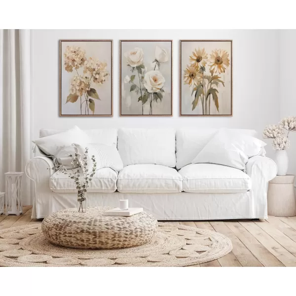 Kate and Laurel Sylvie Beaded Soft Hydrangeas Vintage Framed Canvas Wall Art by The Creative Bunch Studio 23x33 White Delicate Flower Art for Wall23x33