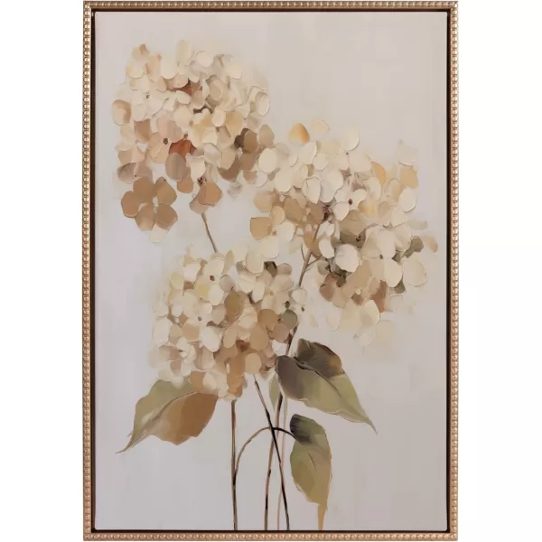 Kate and Laurel Sylvie Beaded Soft Hydrangeas Vintage Framed Canvas Wall Art by The Creative Bunch Studio 23x33 White Delicate Flower Art for Wall23x33
