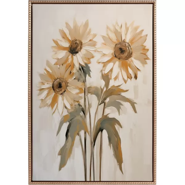 Kate and Laurel Sylvie Beaded Soft Sunflowers Vintage Framed Canvas Wall Art by The Creative Bunch Studio 23x33 Gold Delicate Sunflower Art for WallGold