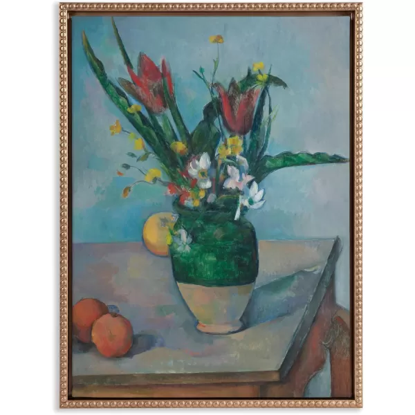 Kate and Laurel Sylvie Beaded The Vase of Tulips c 1890 Vintage Framed Canvas Wall Art by The Art Institute of Chicago 18x24 Gold Vintage Flower Vase Painting Art for Wall