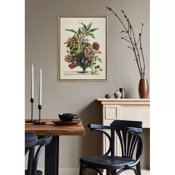 Kate and Laurel Sylvie Beaded Vase of Flowers 1660 Vintage Framed Canvas Wall Art by The Art Institute of Chicago 18x24 Gold Vintage Flower Vase Painting Art for Wall