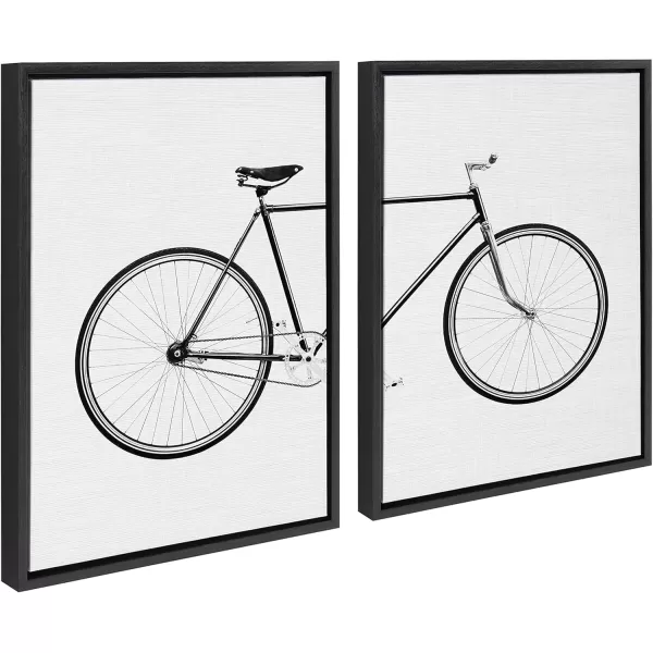 Kate and Laurel Sylvie Bicycle Framed Canvas Wall Art by Simon Te of Tai Prints Set of 2 23x33 Natural Whimsical Wall DecorBlack