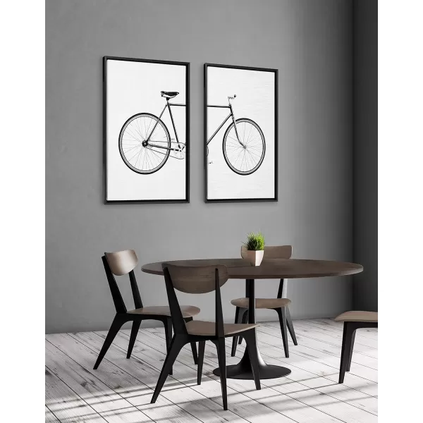 Kate and Laurel Sylvie Bicycle Framed Canvas Wall Art by Simon Te of Tai Prints Set of 2 23x33 Natural Whimsical Wall DecorBlack