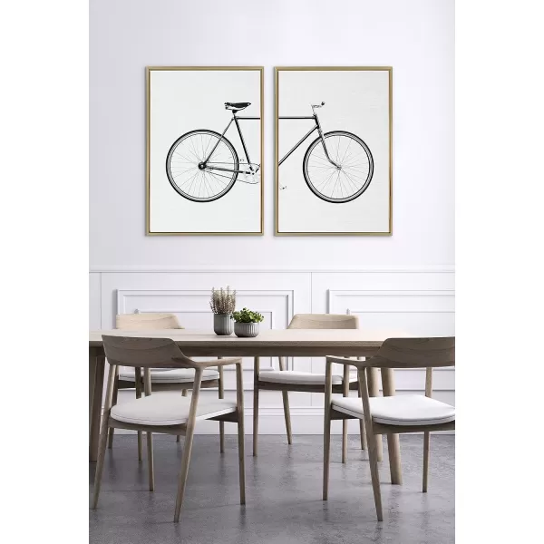 Kate and Laurel Sylvie Bicycle Framed Canvas Wall Art by Simon Te of Tai Prints Set of 2 23x33 Natural Whimsical Wall DecorGold