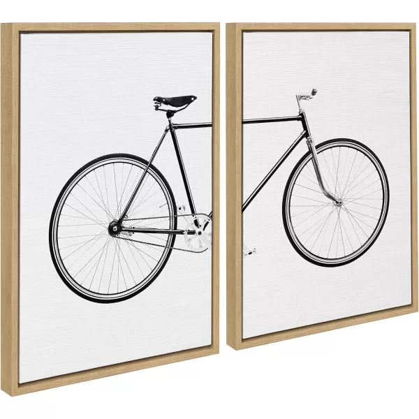 Kate and Laurel Sylvie Bicycle Framed Canvas Wall Art by Simon Te of Tai Prints Set of 2 23x33 Natural Whimsical Wall DecorNatural