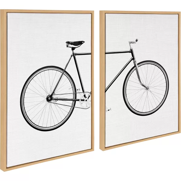 Kate and Laurel Sylvie Bicycle Framed Canvas Wall Art by Simon Te of Tai Prints Set of 2 23x33 Natural Whimsical Wall DecorNatural