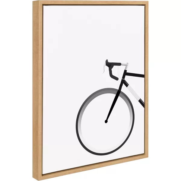 Kate and Laurel Sylvie Bike Framed Canvas Wall Art by Maja Mitrovic of Makes My Day Happy 18x24 Natural Whimsical Bicycle Art for Wall