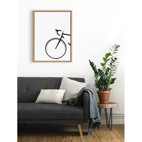 Kate and Laurel Sylvie Bike Framed Canvas Wall Art by Maja Mitrovic of Makes My Day Happy 18x24 Natural Whimsical Bicycle Art for Wall