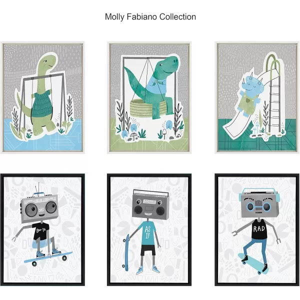 Kate and Laurel Sylvie Boom Box Boy 1 Framed Canvas Wall Art by Molly Fabiano 18x24 Black Science Fiction Robot Art for Wall