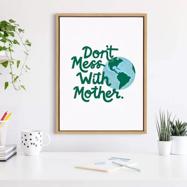 Kate and Laurel Sylvie Dont Mess with Mother Earth Framed Canvas Wall Art by Maria Filar 18x24 Natural Inspirational Environmental Wall Decor