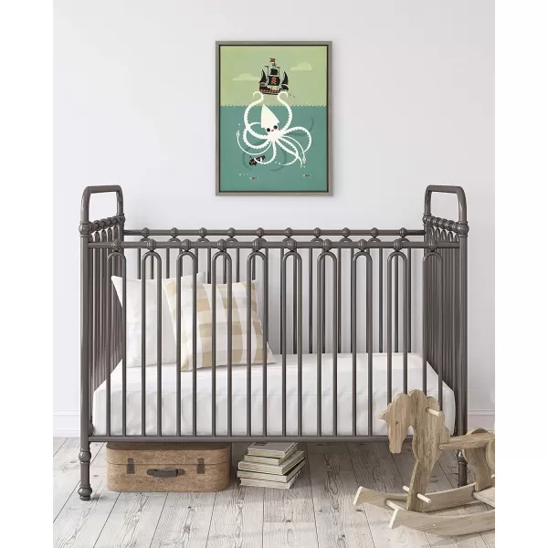 Kate and Laurel Sylvie Kraken Framed Canvas Wall Art by Amber Leaders Designs 18x24 Gray Adorable Baby Sea Creature Art for Wall