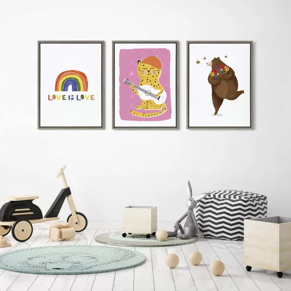 Kate and Laurel Sylvie Love is Love Framed Canvas Wall Art by Maja Tomljanovic 18x24 Gray Pride Themed Art for Wall