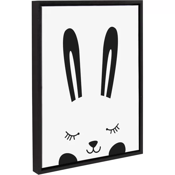 Kate and Laurel Sylvie Modern Baby Bunny Framed Canvas Wall Art by Rachel Lee of My Dream Wall 18x24 Natural Baby Animal Art for WawllBlack