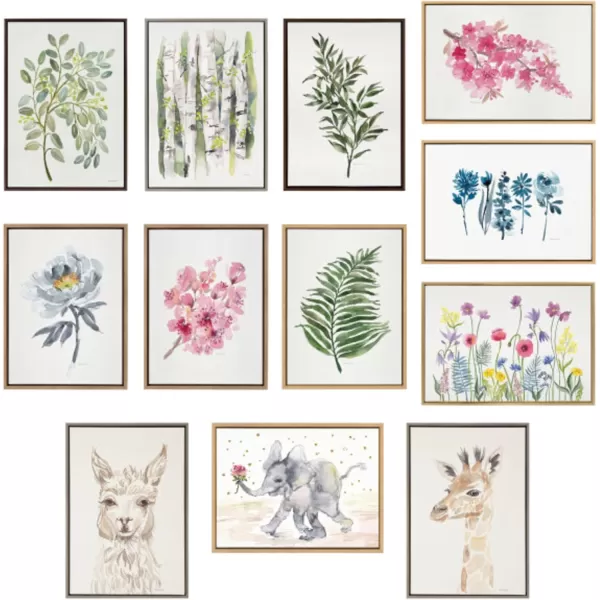Kate and Laurel Sylvie Pink Blooms in Chinoiserie Framed Canvas Wall Art by Patricia Shaw 22x22 Gray Cute Floral Art for WallGray