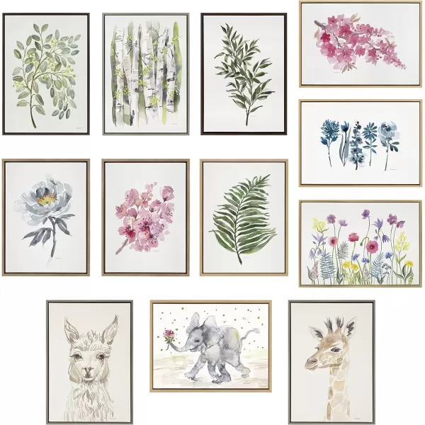 Kate and Laurel Sylvie Pink Blooms in Chinoiserie Framed Canvas Wall Art by Patricia Shaw 22x22 Gray Cute Floral Art for WallNatural