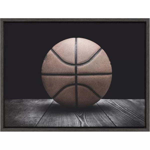 DesignOvation Kate and Laurel Sylvie Vintage Basketball Framed Canvas Wall Art by Shawn St Peter 18x24 Gray Traditional SportsThemed Home Decor