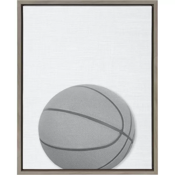 DesignOvation Sylvie Basketball Portrait Framed Canvas Wall Art 18x24 Gray Sporty Wall Decor for Home