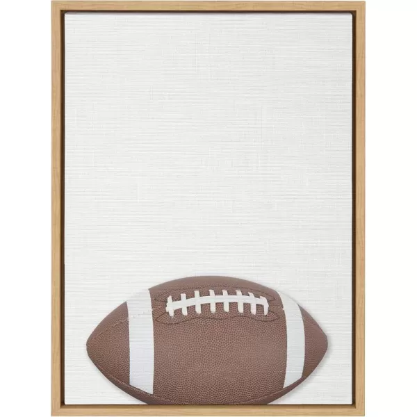 DesignOvation Sylvie Color Football Portrait Framed Canvas Wall Art 18x24 Natural Sporty Wall Decor for Home