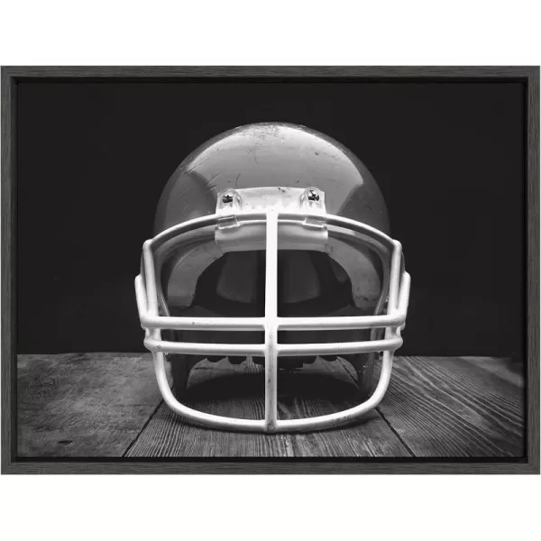 DesignOvation Sylvie Vintage Football Helmet Framed Canvas Wall Art by Shawn St Peter 18x24 Gray SportsThemed Home Decor