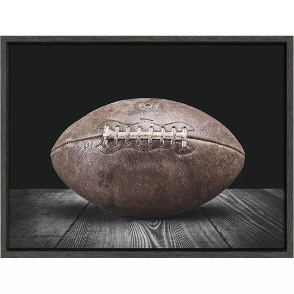 DesignOvation Sylvie Vintage Football Sport Print Framed Canvas Wall Art by Shawn St Peter 18x24 Dark Grey Traditional Classic Wall Decor for Office Bedroom Or Living Room