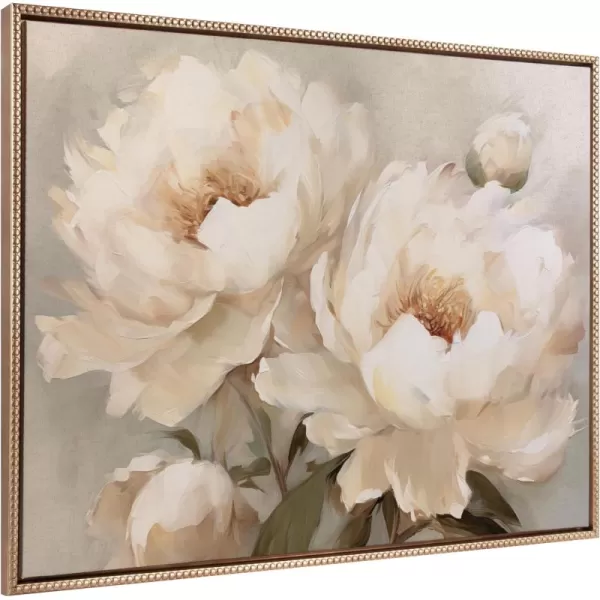 Kate and Laurel Sylvie Beaded Painterly Peonies Vintage Framed Canvas Wall Art by The Creative Bunch Studio 315x415 Gold Soft Flower Art for WallGold