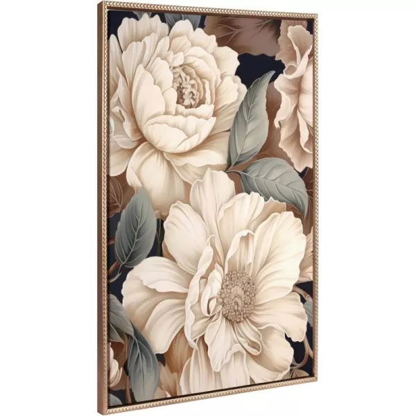 Kate and Laurel Sylvie Beaded Retro Glam Floral in Muted Color Tones Vintage Framed Canvas Wall Art by The Creative Bunch Studio 315x415 Gold Colorful Flower Petal Art for Wall