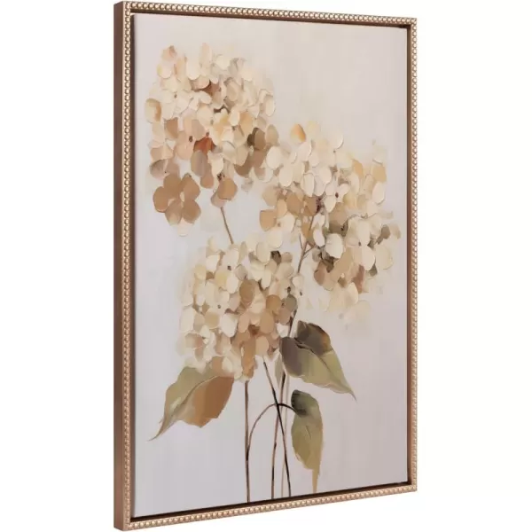 Kate and Laurel Sylvie Beaded Soft Hydrangeas Vintage Framed Canvas Wall Art by The Creative Bunch Studio 23x33 White Delicate Flower Art for Wall23x33