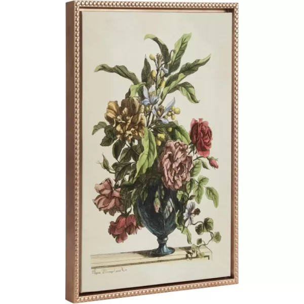 Kate and Laurel Sylvie Beaded Vase of Flowers 1660 Vintage Framed Canvas Wall Art by The Art Institute of Chicago 18x24 Gold Vintage Flower Vase Painting Art for Wall