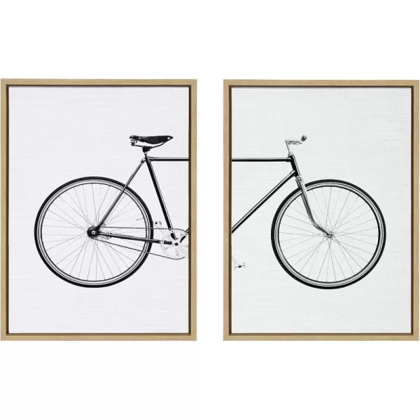 Kate and Laurel Sylvie Bicycle Framed Canvas Wall Art by Simon Te of Tai Prints Set of 2 23x33 Natural Whimsical Wall DecorNatural