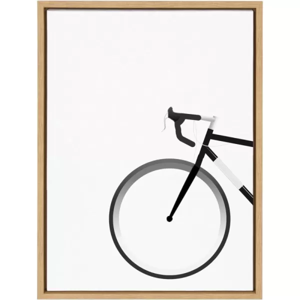 Kate and Laurel Sylvie Bike Framed Canvas Wall Art by Maja Mitrovic of Makes My Day Happy 18x24 Natural Whimsical Bicycle Art for Wall