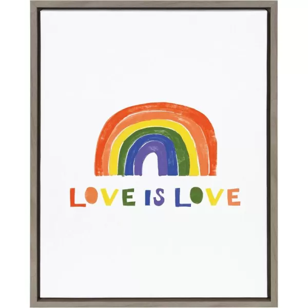 Kate and Laurel Sylvie Love is Love Framed Canvas Wall Art by Maja Tomljanovic 18x24 Gray Pride Themed Art for Wall